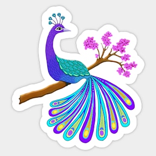 Pretty Peacock Posing Proudly Sticker